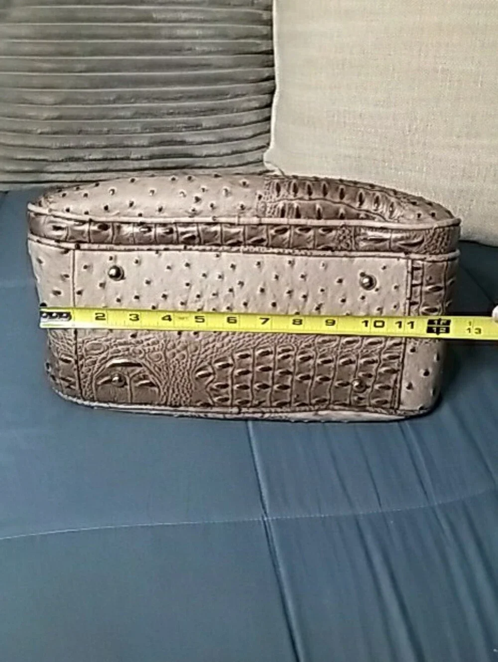 Structured Faux-Ostrich Dome Satchel Large